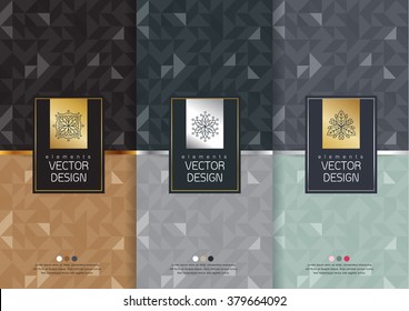 Vector set of templates packaging, labels and frames for luxury products in trendy linear style, banner,identity, branding,eamless pattern in trendy linear style, vector illustration