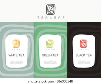 Vector set of templates packaging tea, logo, label, banner, poster, identity, branding. Stylish design for tea package.