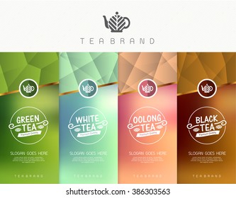 Vector Set Of Templates Packaging Tea, Logo, Label, Banner, Poster, Identity, Branding. Stylish Design For Tea Package.