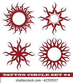 vector set: templates for tattoo and design in the form of the sun on different topics