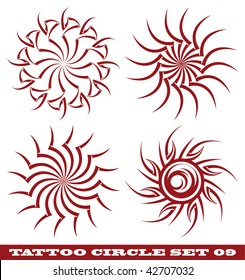 vector set: templates for tattoo and design in the form of the sun on different topics