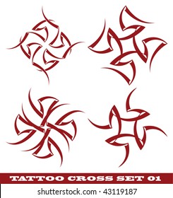 vector set: templates for tattoo and design in the form of the cross on different topics