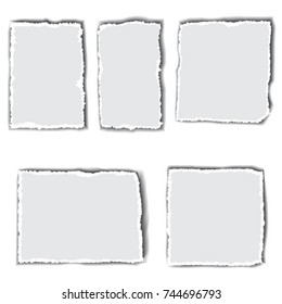 Vector set of templates with torn paper edges. Space for text.