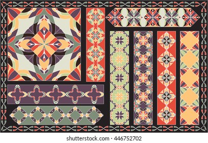 Vector set of ten colorful geometrical ornaments