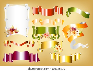 Vector set of ten scrolls banner. Banner for design.