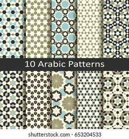 vector set of ten vector traditional colorful arabic geometric patterns