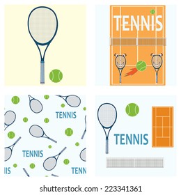 Vector set with tennis illustrations 
