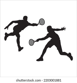 Vektorset Tennisspieler - Silhouetten-Illustration einzeln auf weißem Hintergrund