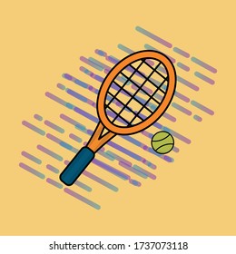 Vector set of tennis rackets and tennis balls flat style. Design template vector