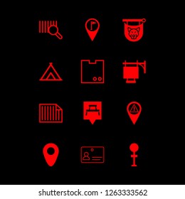  vector set. With tent, barcode and sign icons in set