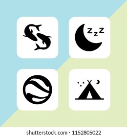 vector set. tent night, zodiac, planet and moon illustration for web and graphic design