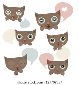 Vector set of text bubbles with funny cats