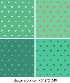 vector Set texture with a pattern in the hearts: in the green, jade, green tea color, and emerald
colors.