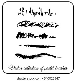 vector set of textured brushes Pastel different form black oil pastel strokes