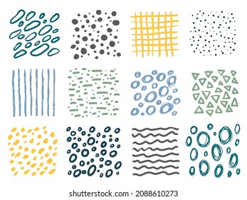 Vector Set of textures. Hand painted design elements. Ink drawing. Place for text, quote, information, company name.