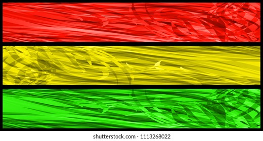 Vector set of textures with smooth lines in red yellow and green tones. For registration of paper or banners.
