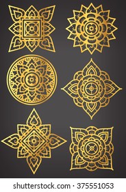 Vector set of thai art outline