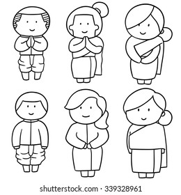 vector set of thai dress