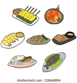 vector set of thai food