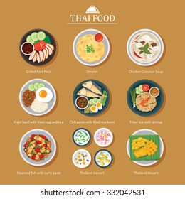vector set of thai food flat design