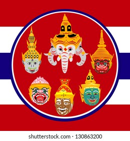 vector set of Thai giant khon mask