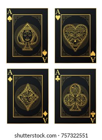 Vector set of thai tradition playing card and icon with decorative ornament