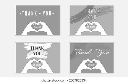 Vector set of thank you cards in graphic style