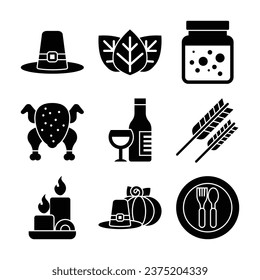 Vector Set of Thanksgiving Event Glyph Elements Pack