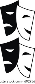 Vector set of theatrical masks - Tragedy and Comedy - isolated illustration on white background