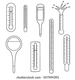 vector set of thermometer