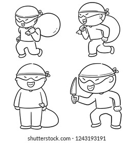 vector set of thief