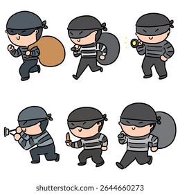 vector set of thief cartoon