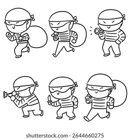 conjunto vetorial de desenho animado ladrão
