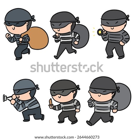 vector set of thief cartoon