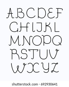 Vector set of Thin line style modern ABC. Uppercase hand drawn capital typeface. Black english letter on white background