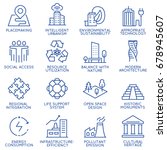 Vector set of thin linear 16 icons related to technology for intelligent urbanism, smart city and urban development. Mono line pictograms and infographics design elements - part 1