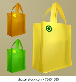 vector set of three bags with recycle sign