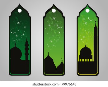 vector set of three banner for ramazan kareem
