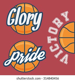 Vector set of three Basketball Team Logo with Ball, ready for Your Design