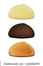 Vector set of three bread slices. A pieces of white, brown and roasted bread. Fresh baked bread. Hand drawn isolated on white background vector illustration