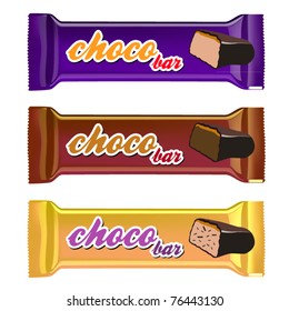 vector set of three chocolate bar packages templates