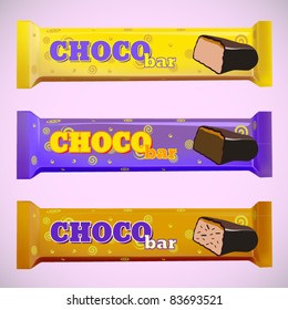 vector set of three chocolate bars