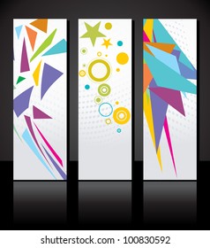 vector set of three colorful banners template
