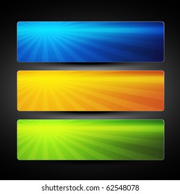 vector set of three colorful banners background