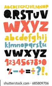 Vector set of three difference english Alphabets. Cute colorful vector English alphabet, vintage font on dark background, bold , funny hand written and capital ABC. 