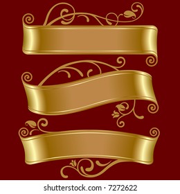 Vector set of three gold banners