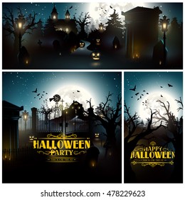 Vector set of three Halloween backgrounds