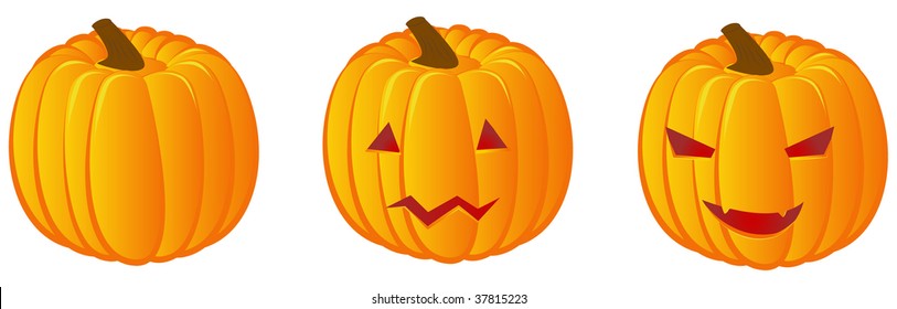 Vector set of three halloween pumpkins