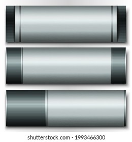 Vector set of three metal banners.