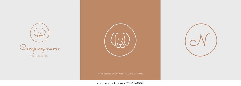 Vector set of three  minimalistic logos with cute dog